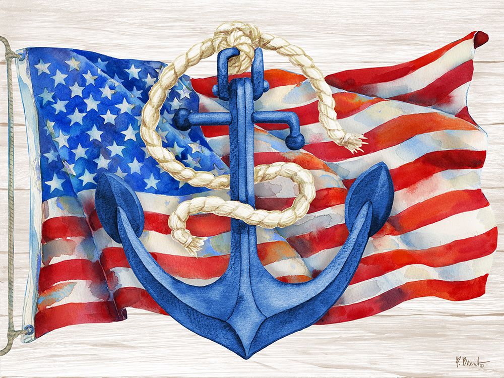 Patriotic Waving Flag and Anchor├é┬á art print by Paul Brent for $57.95 CAD