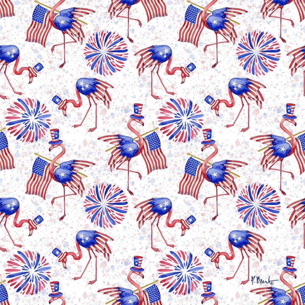 Flag Waving Flamingos Repeat art print by Paul Brent for $57.95 CAD