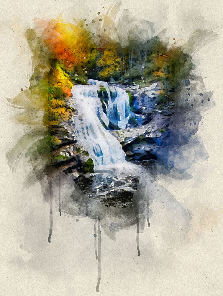 Bald River Falls Watercolor art print by Rachel Lee for $57.95 CAD