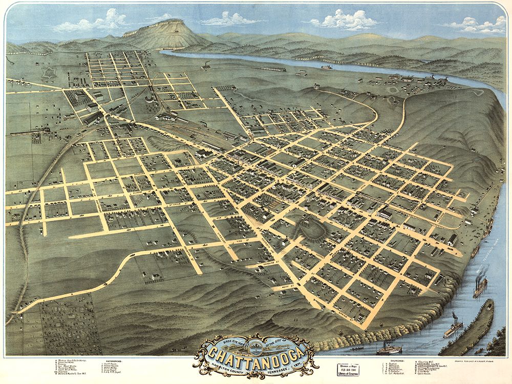 Chattanooga Map 1871 art print by Rachel Lee for $57.95 CAD