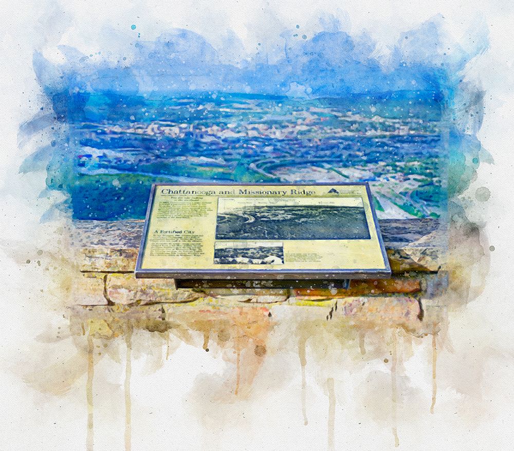 Chattanooga Missionary Ridge Plaque Watercolor art print by Rachel Lee for $57.95 CAD