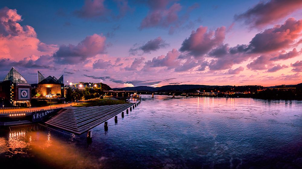 River Downtown at Night Panorama Reedit art print by Rachel Lee for $57.95 CAD