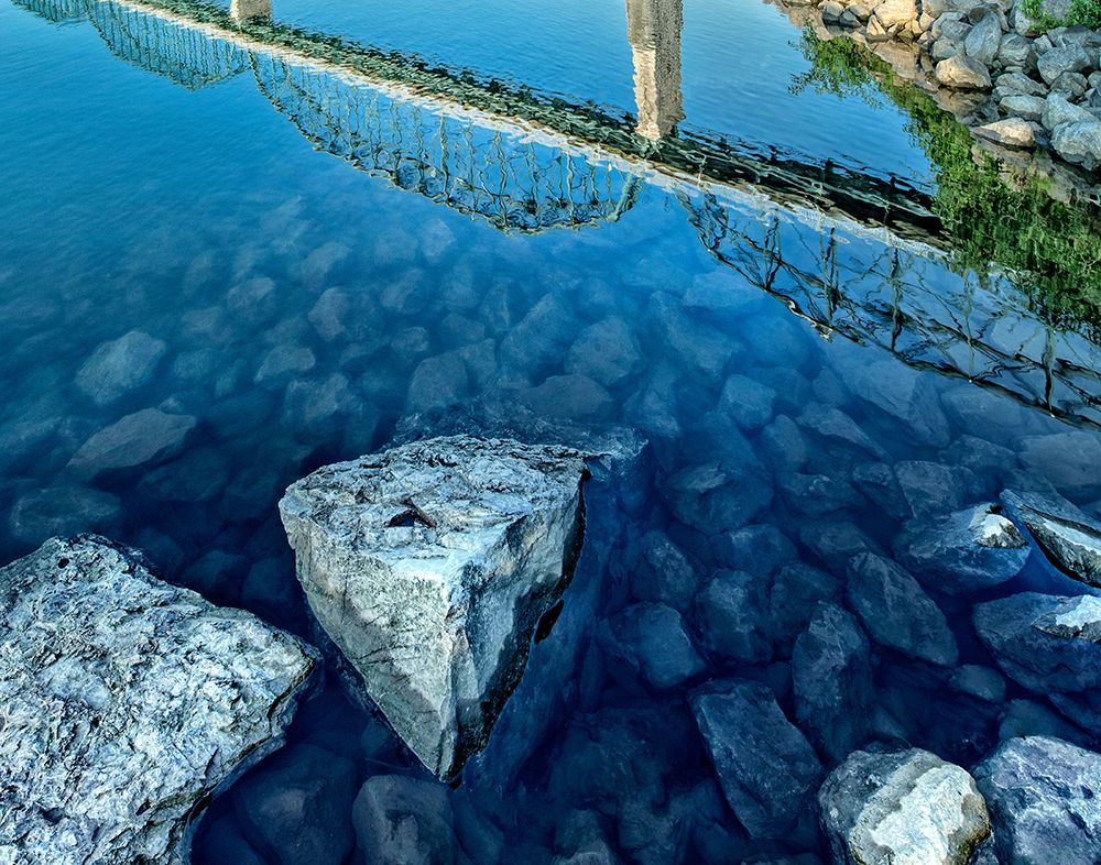 Walnut River Reflection w Rocks art print by Rachel Lee for $57.95 CAD