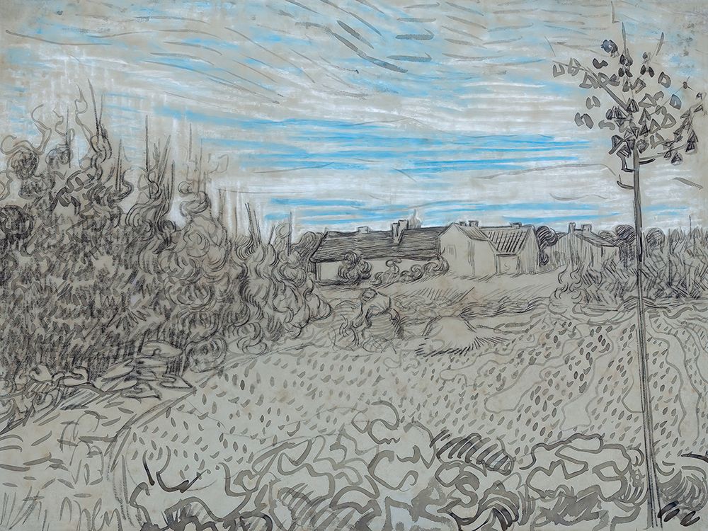 Cottages with a Woman Working_Vincent Van Gogh art print by Screendoor for $57.95 CAD