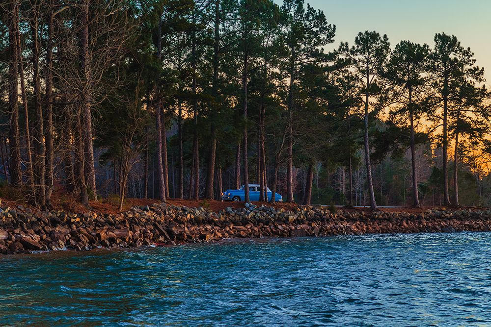Untitled Blue Car Sunset Photo art print by Will Malone for $57.95 CAD