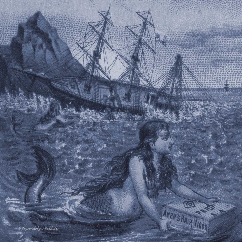 Indigo Mermaids I art print by Gwendolyn Babbitt for $57.95 CAD
