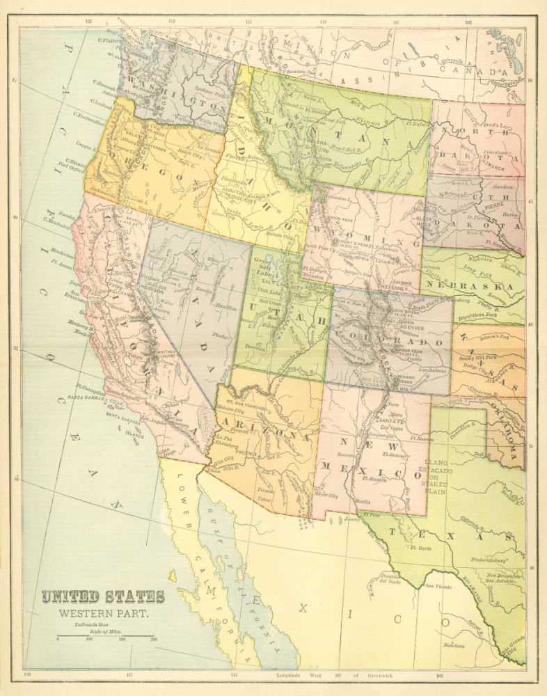 US Map West art print by Gwendolyn Babbitt for $57.95 CAD