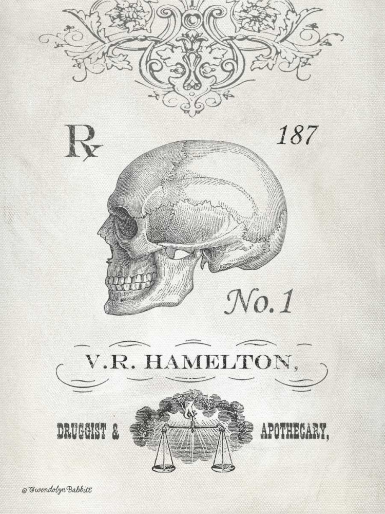 Elegant Skeleton Skull art print by Gwendolyn Babbitt for $57.95 CAD