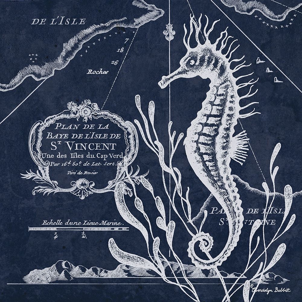 Seahorse on Blue II art print by Gwendolyn Babbitt for $57.95 CAD