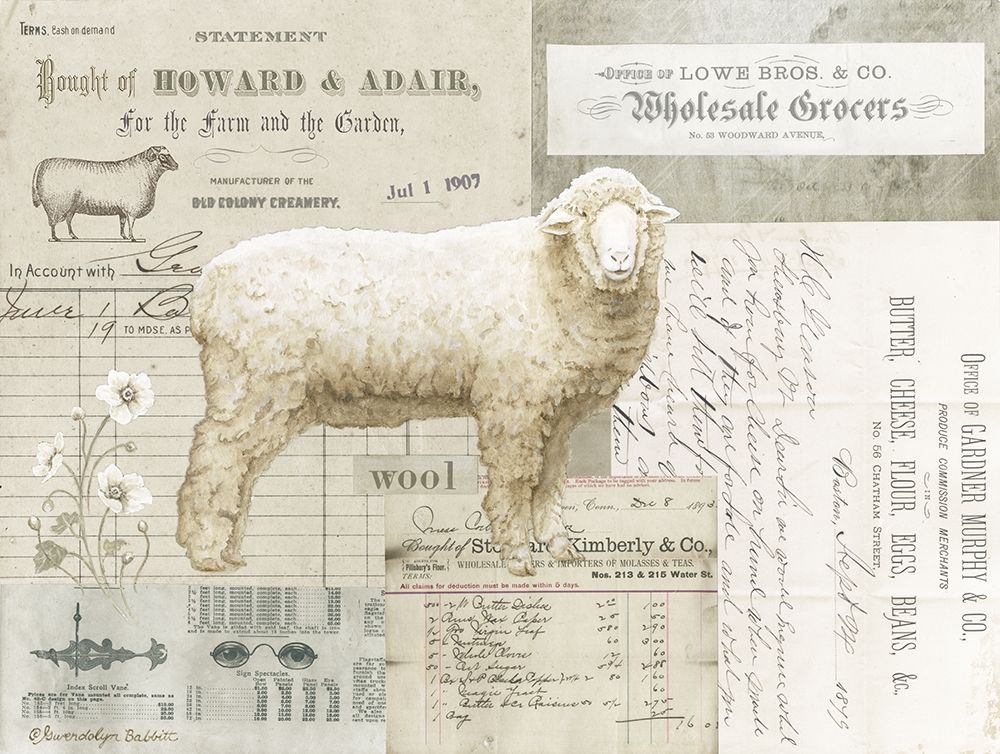 Sheep On Ephemera I art print by Gwendolyn Babbitt for $57.95 CAD