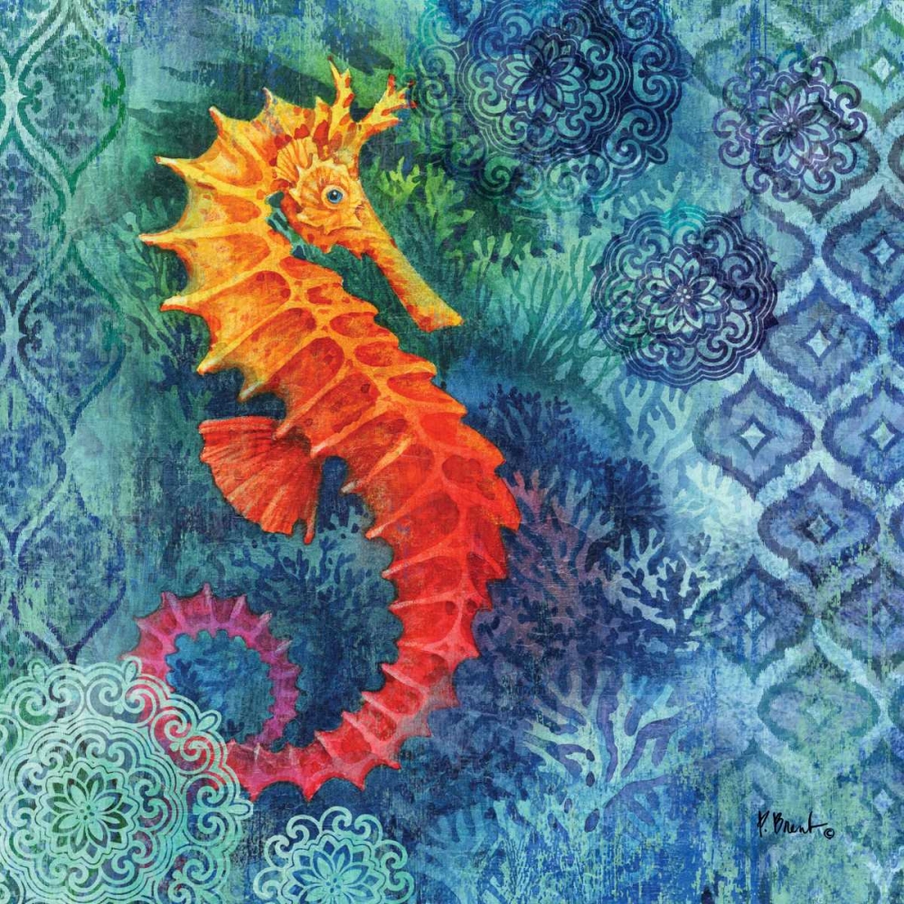 Seahorse Batik Sq art print by Paul Brent for $57.95 CAD