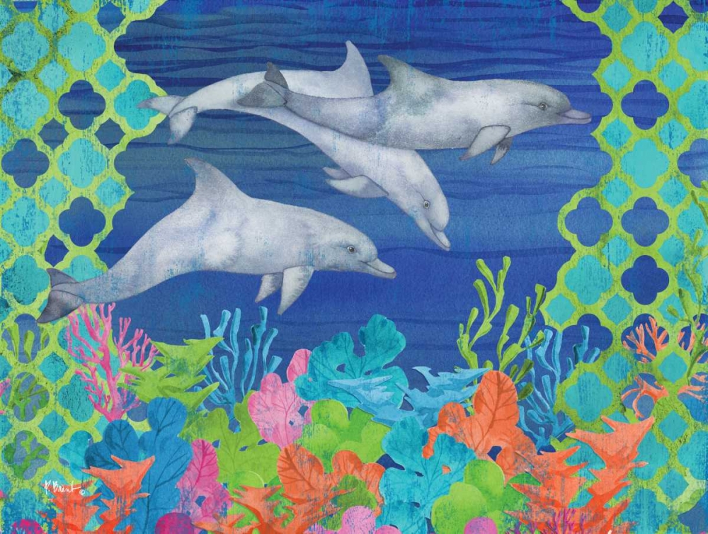 Geo Ocean Dolphins art print by Paul Brent for $57.95 CAD