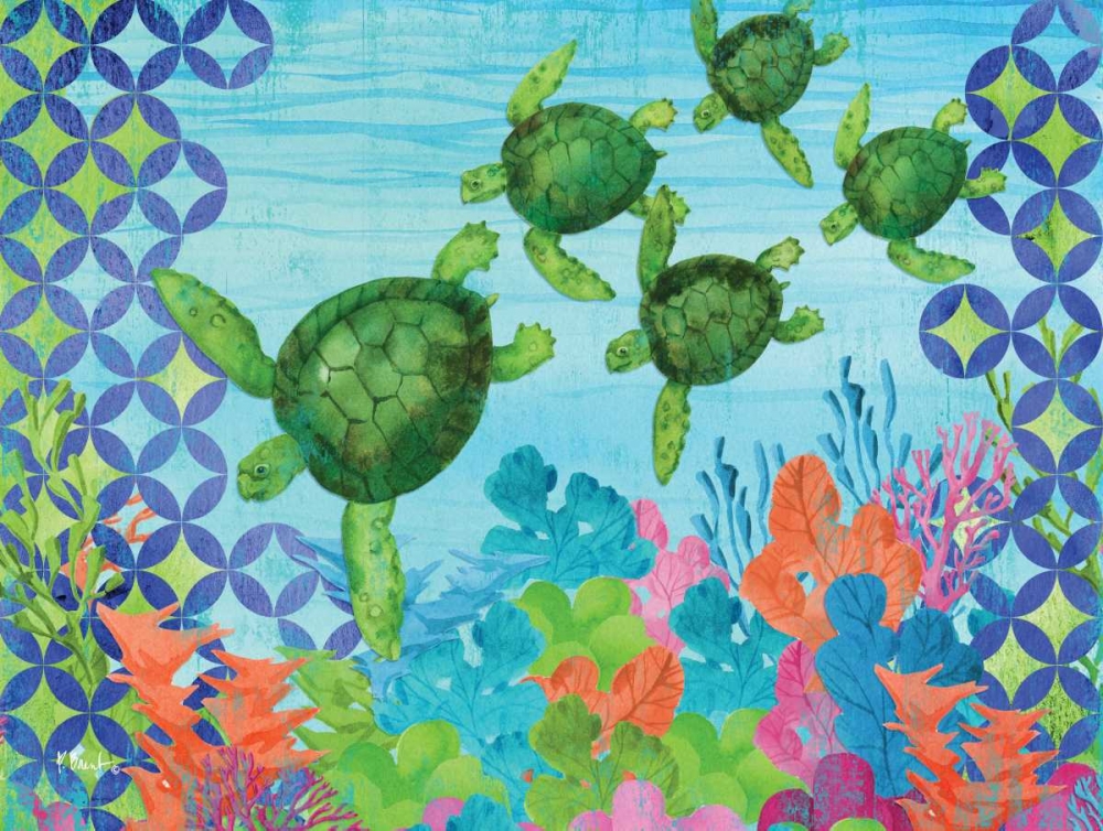 Geo Ocean Turtles art print by Paul Brent for $57.95 CAD