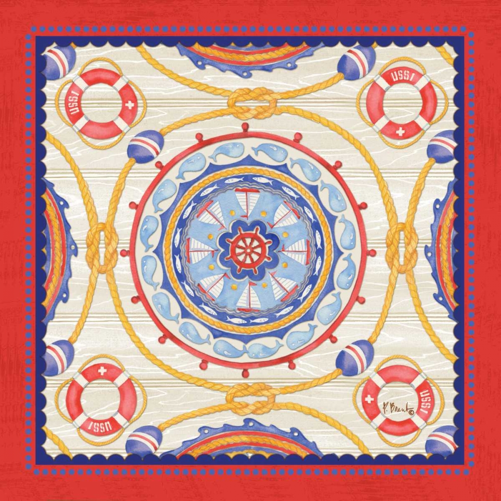 Red Nautical Suzani I art print by Paul Brent for $57.95 CAD