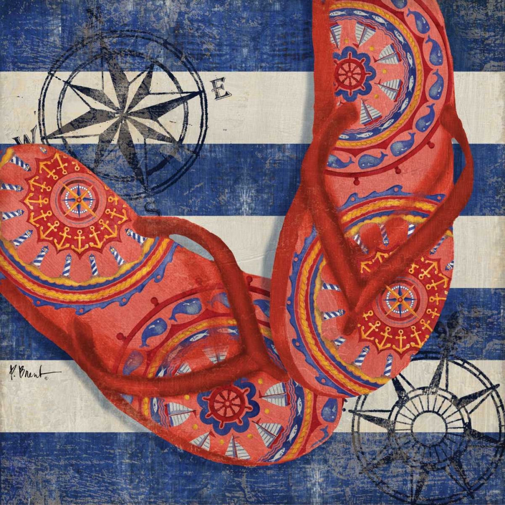 Nautical Flip Flops I art print by Paul Brent for $57.95 CAD
