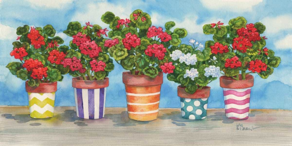 Fancy Pots Geraniums art print by Paul Brent for $57.95 CAD
