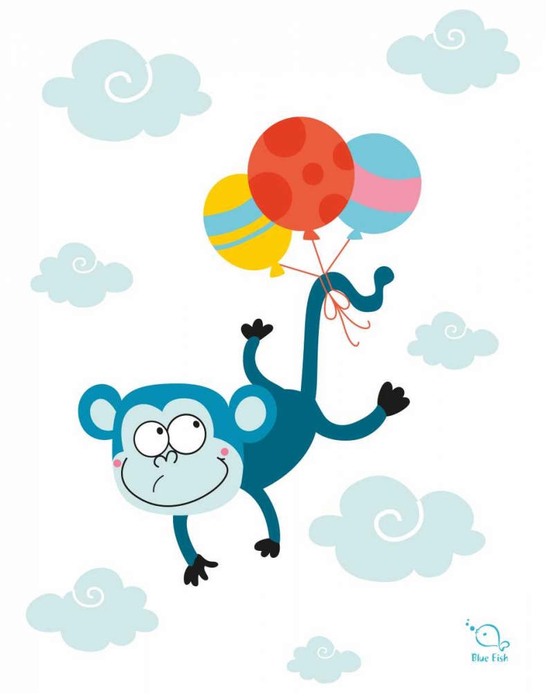 Ballooony Chimp art print by Blue Fish for $57.95 CAD