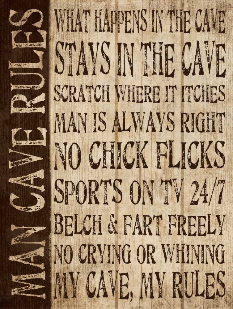 Man Cave Rules art print by N Harbick for $57.95 CAD