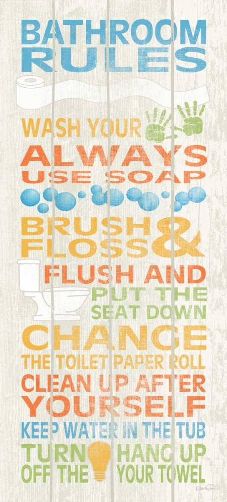 Bathroom Rules I art print by N Harbick for $57.95 CAD