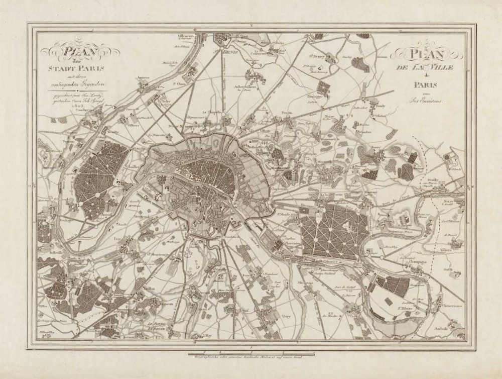 1805 Paris Map art print by N Harbick for $57.95 CAD