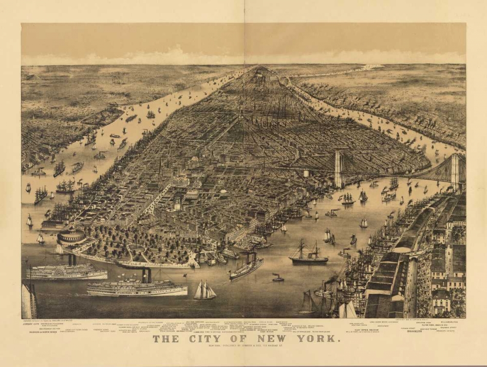 1889 NYC Map art print by N Harbick for $57.95 CAD