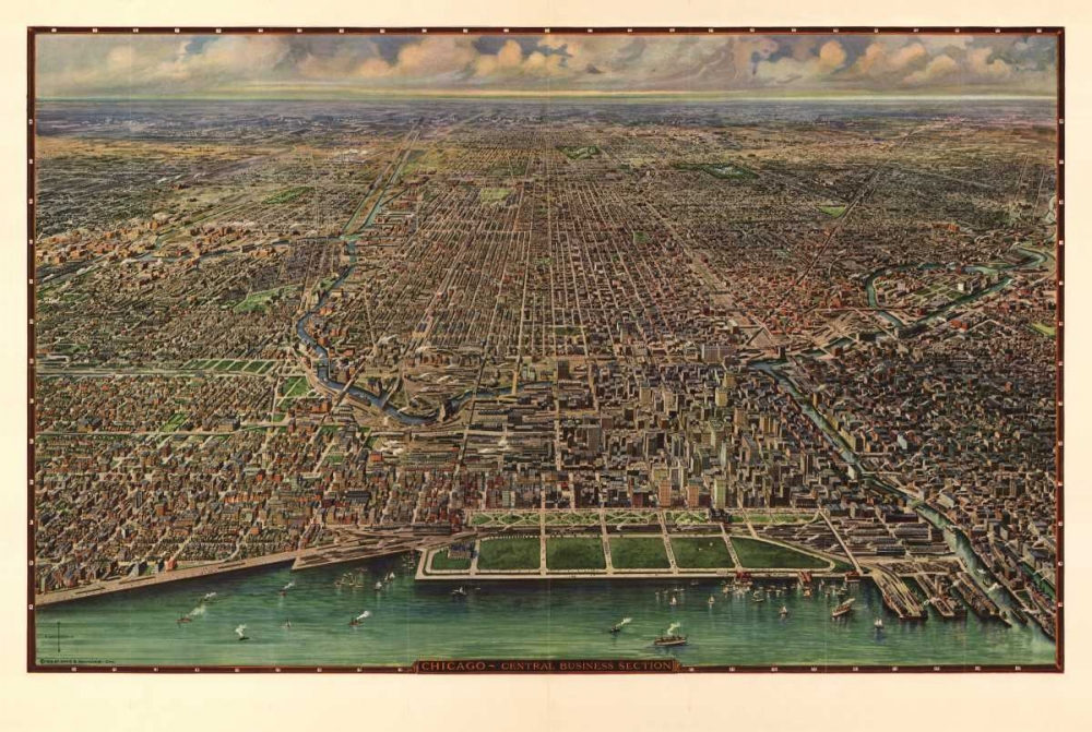 1916 Chicago Map art print by N Harbick for $57.95 CAD
