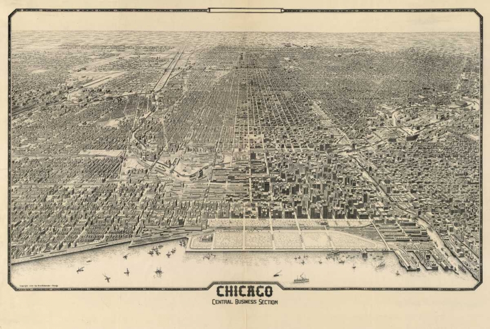 1910 Chicago Map art print by N Harbick for $57.95 CAD