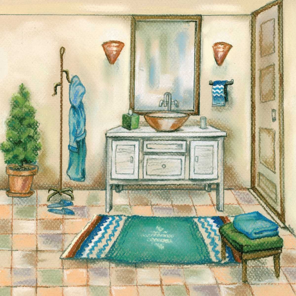 Tile Bath II art print by Margaret Ferry for $57.95 CAD