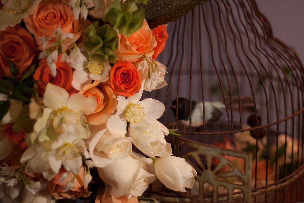 Flowers and Bird Cage I art print by Rita Crane for $57.95 CAD