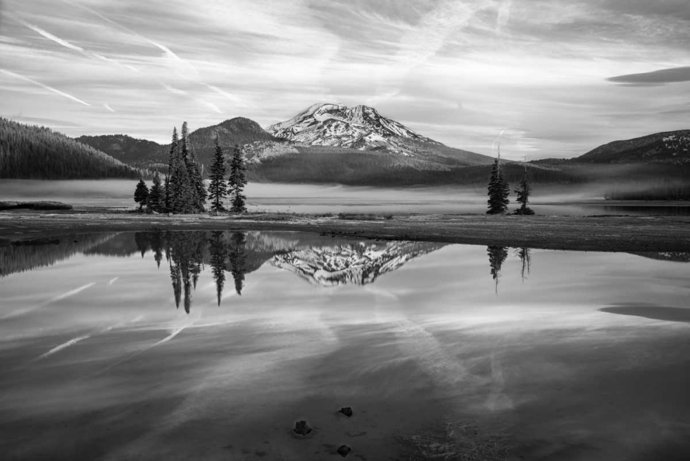 South Sister at Sparks Lake BW art print by Stan Hellmann for $57.95 CAD