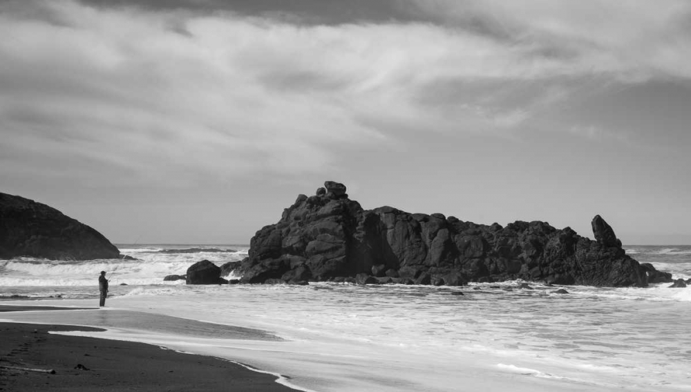 Lone Fisherman BW art print by Stan Hellmann for $57.95 CAD