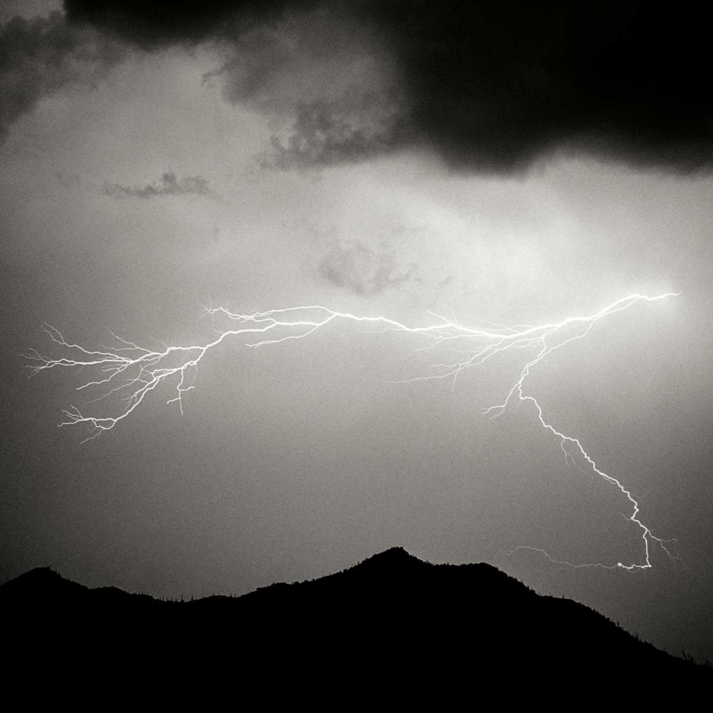 Mountain Lightning Sq. BW art print by Douglas Taylor for $57.95 CAD