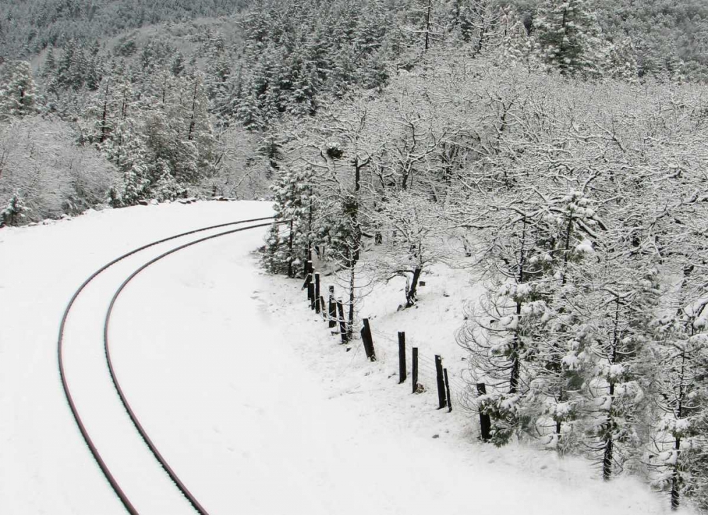 Snow Railroad art print by Vitaly Geyman for $57.95 CAD