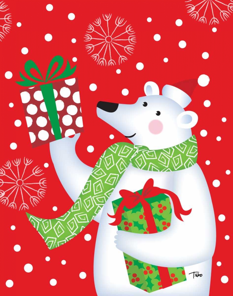 Polar Bear and Presents art print by Teresa Woo for $57.95 CAD