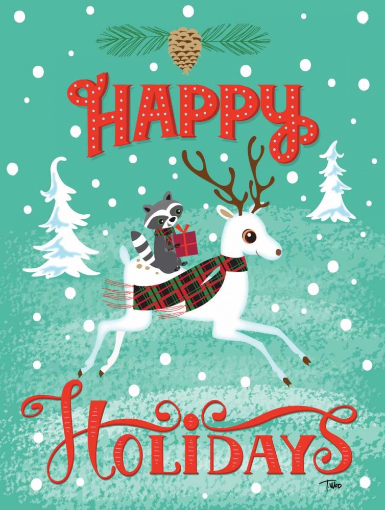 Deer and Raccoon art print by Teresa Woo for $57.95 CAD