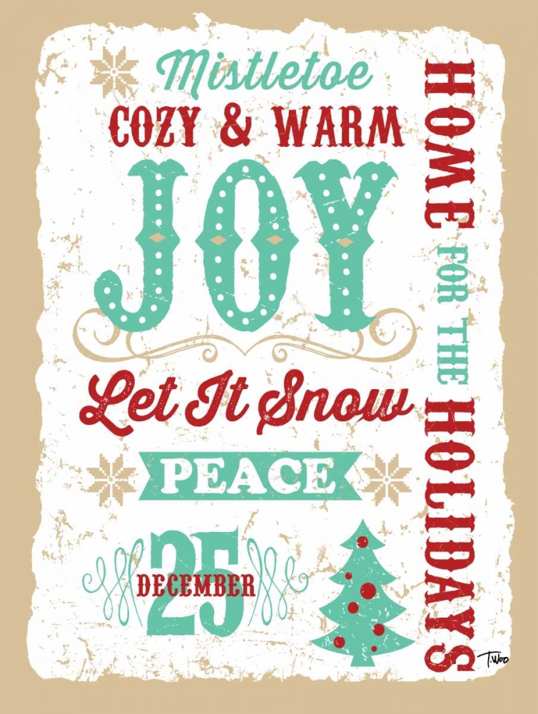 Holiday Words Tan art print by Teresa Woo for $57.95 CAD