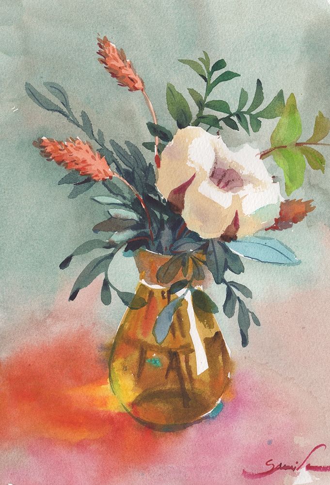 Flowers in vase art print by Samira Yanushkova for $57.95 CAD