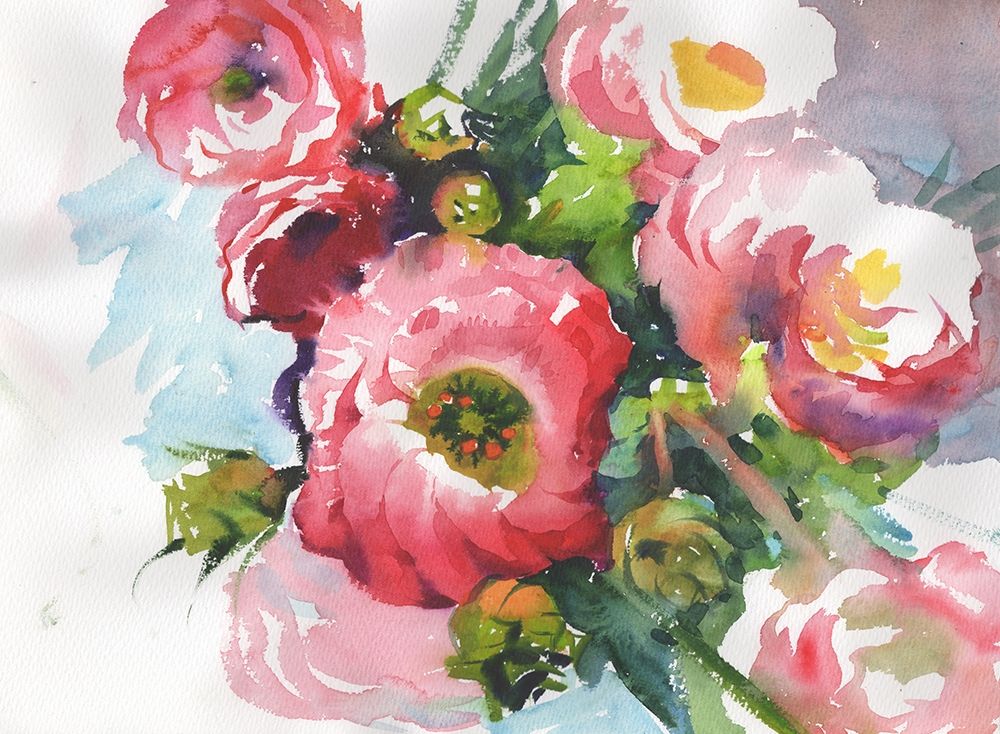 Bouquet of flowers pink eustoma art print by Samira Yanushkova for $57.95 CAD