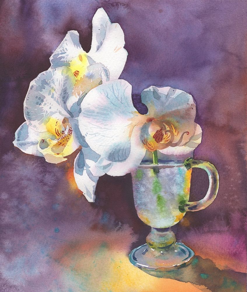 Orchid flowers with abstract background art print by Samira Yanushkova for $57.95 CAD