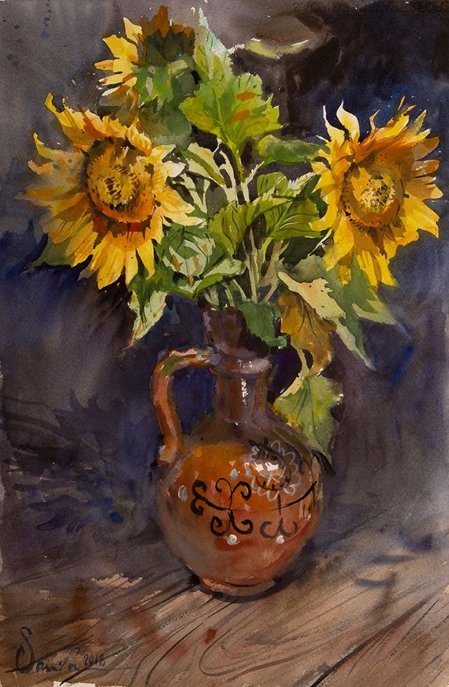 Sunflowers painting art print by Samira Yanushkova for $57.95 CAD