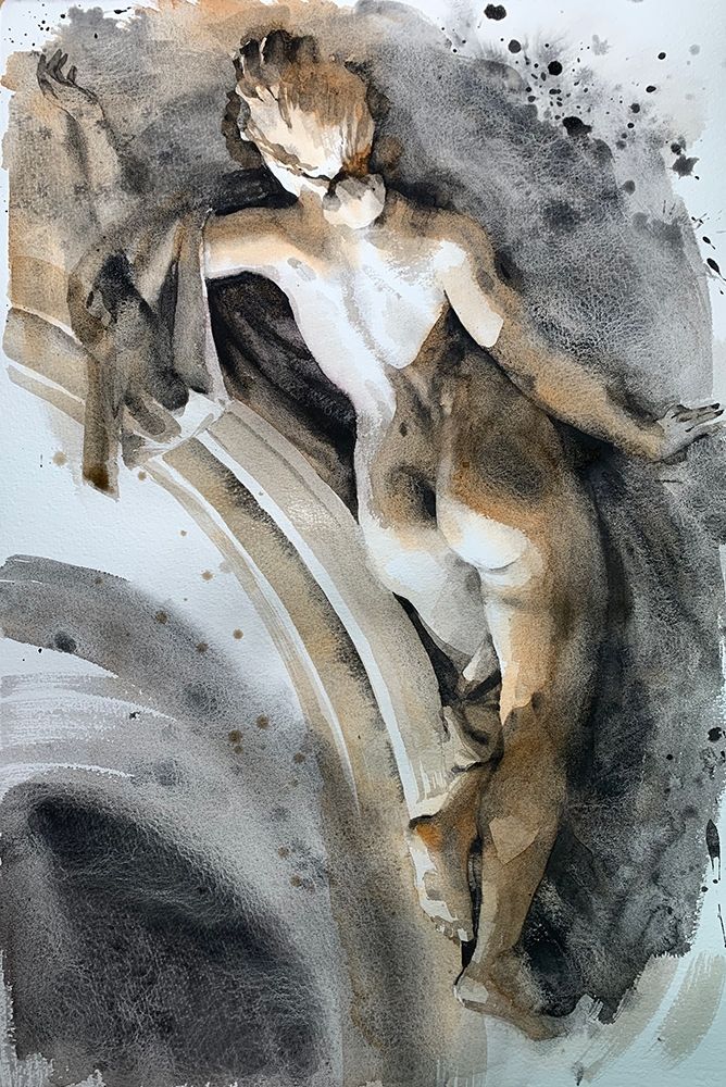 Antique nude sculpture of a girl from behind art print by Samira Yanushkova for $57.95 CAD