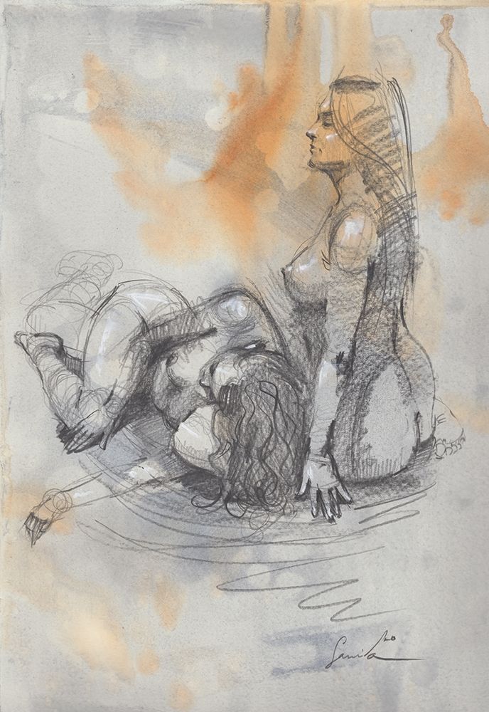 Nude couple of models art print by Samira Yanushkova for $57.95 CAD