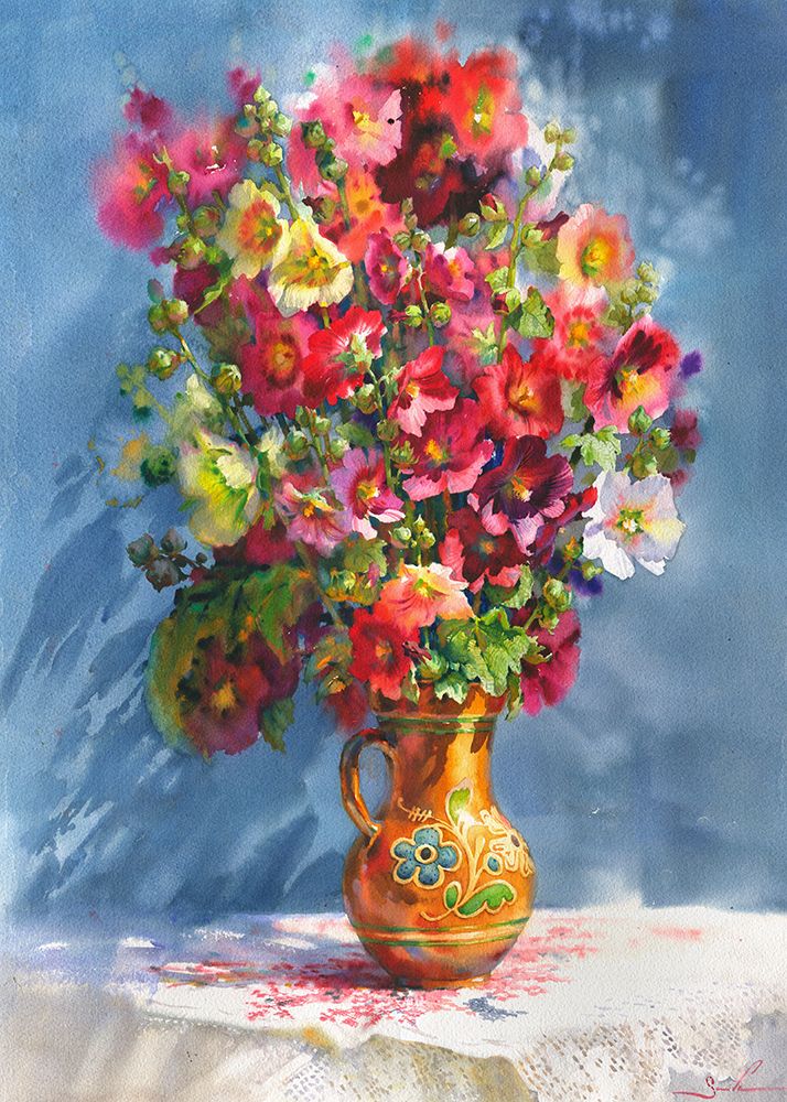 Flowers Malva art print by Samira Yanushkova for $57.95 CAD