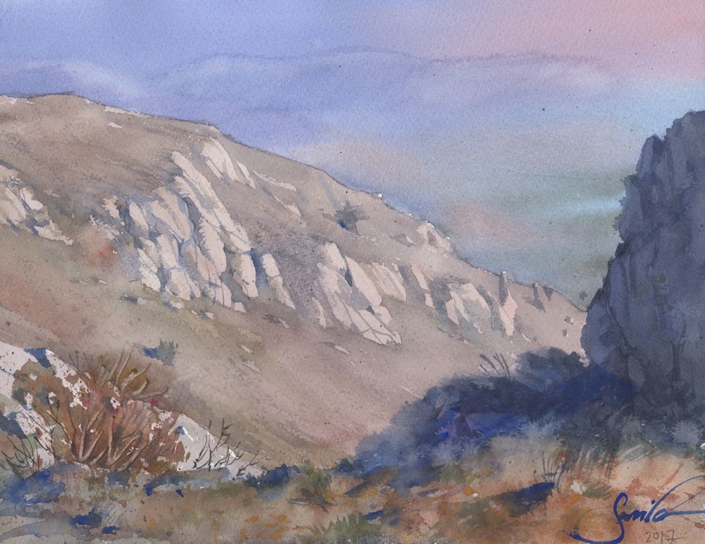 Watercolor landscape painting 16 art print by Samira Yanushkova for $57.95 CAD