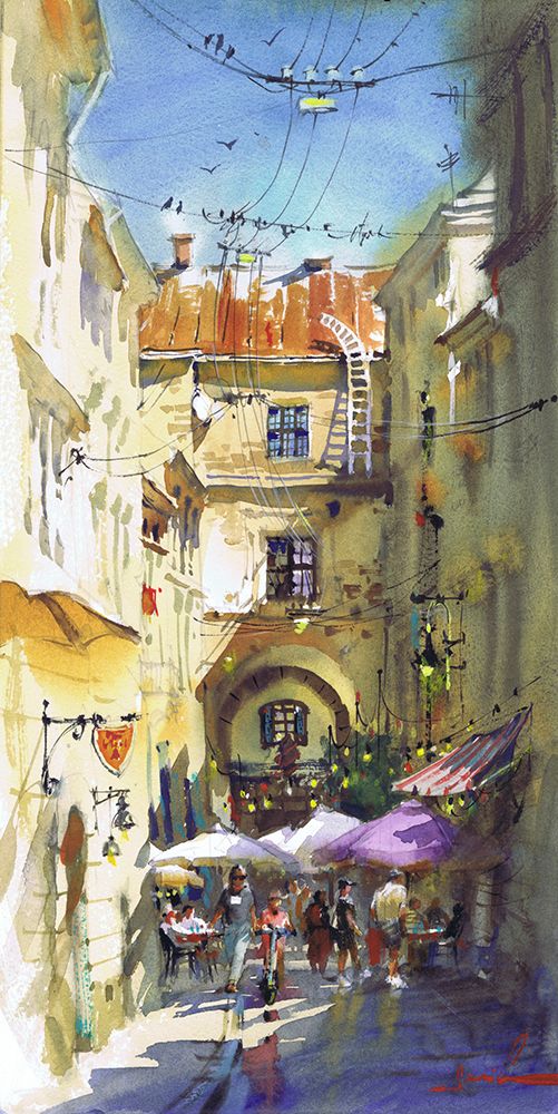 Cafe and Stroll art print by Samira Yanushkova for $57.95 CAD
