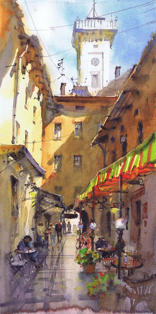At the Street Cafe art print by Samira Yanushkova for $57.95 CAD