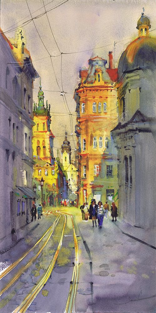 Evening Walk and Coffee art print by Samira Yanushkova for $57.95 CAD