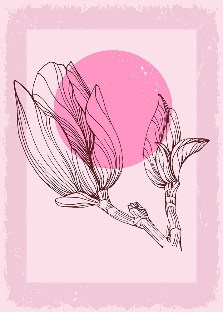 Magnolia flowers minimal art art print by AcantStudio for $57.95 CAD