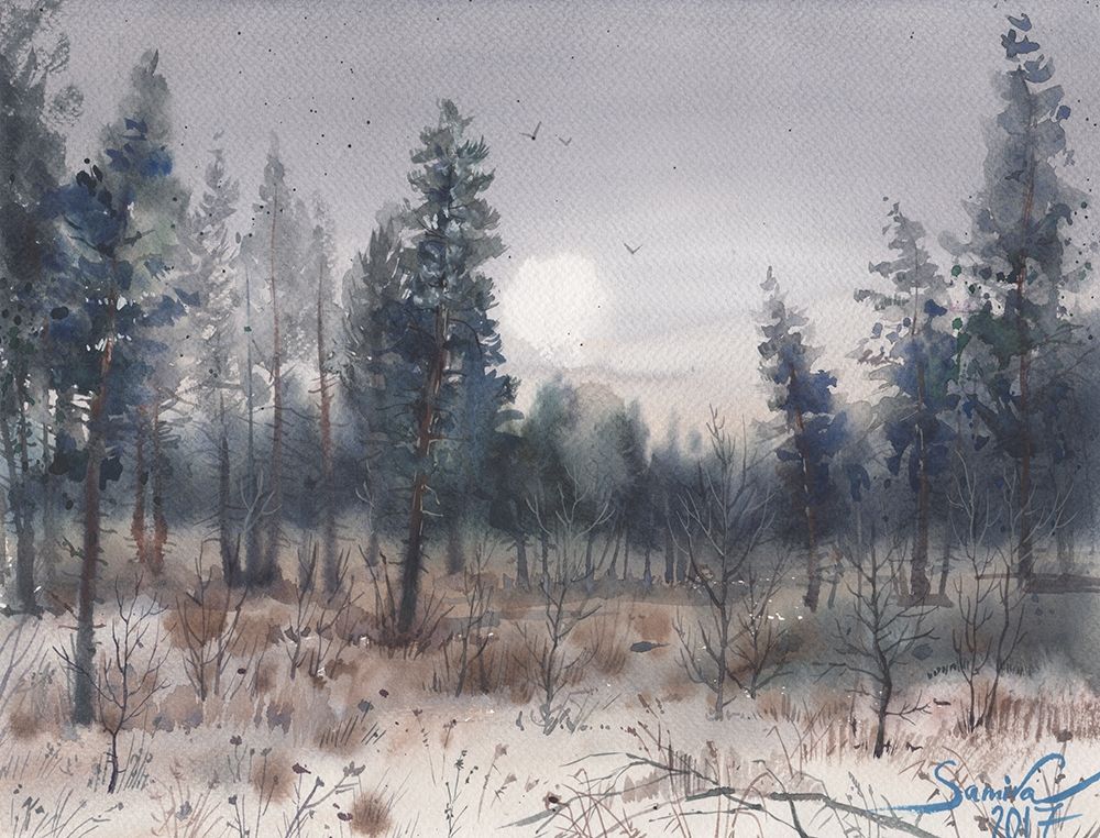 Watercolor landscape painting 27 art print by Samira Yanushkova for $57.95 CAD