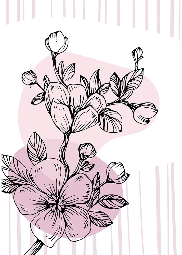 Sakura flowers minimal art art print by AcantStudio for $57.95 CAD